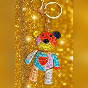 Bag Charm Crystal Bear Keychain